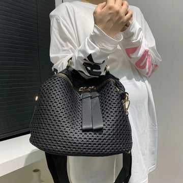Women's Fashion Mesh Lightweight Shoulder Bag Daily Use Portable Wide Shoulder Strap Multifunctional Crossbody Handbag