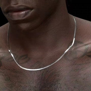 3MM Stainless Steel Flat Snake Chain Necklace Hip Hop Simple Titanium Steel Men Necklace Fashion Jewelry Necklace For Women