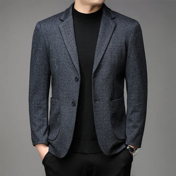 A stylish and versatile young and middle-aged man's mulberry silk business casual fashion single piece in autumn