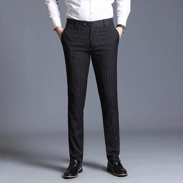 [2024] [Business style] New men's fashion handsome striped pants business loose casual long pants slim suit pants