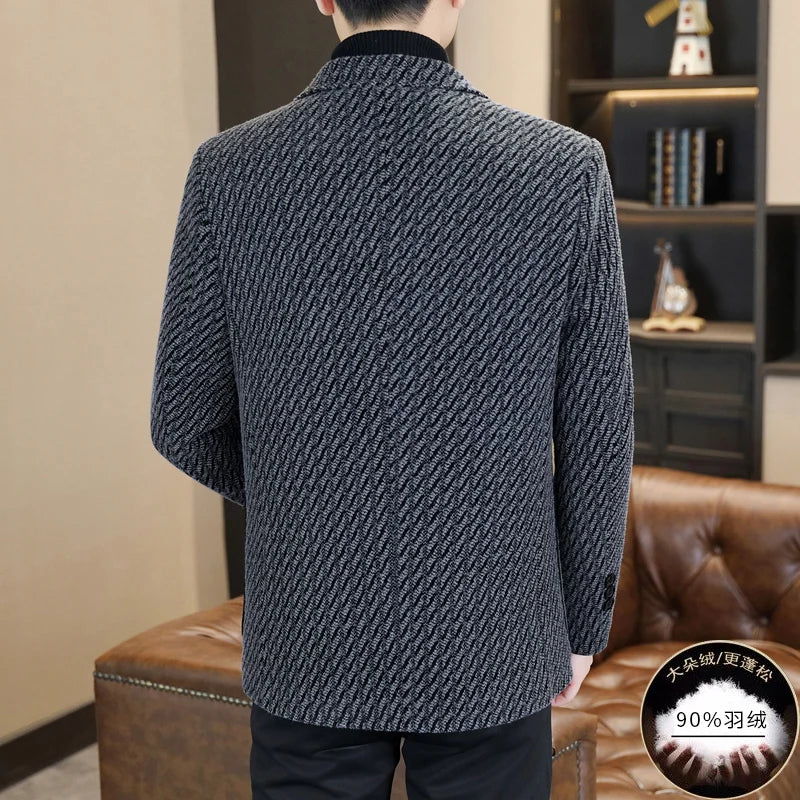 High-quality, casual and stylish Chenille suit for young and middle-aged men, 90 down and woolen men's business coat