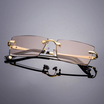 Rimless Glass Sunglasses Man Natural Crystal Sunglasses Woman Luxury Brand Titanium Frame Mineral Lens Vintage Anti Scratch