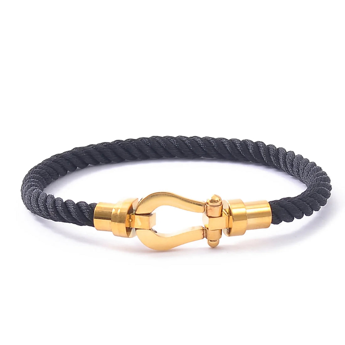 Fashionable Casual Stainless Steel Fred Horse Hoof Nylon Rope Hand Rope Unisex Couple Trendy Color Bracelet Jewelry Accessory