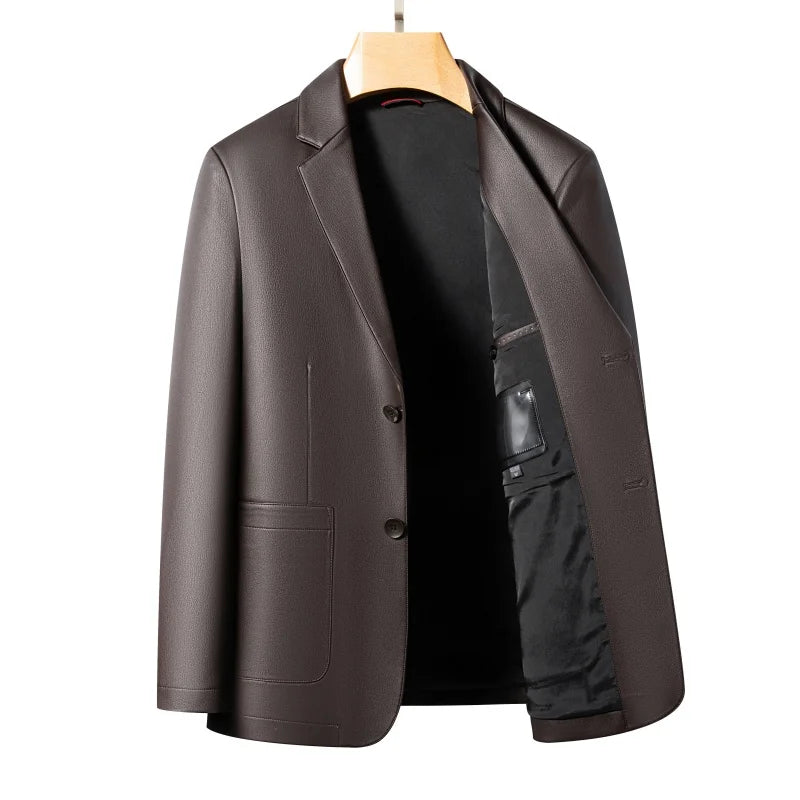 2025 Spring and Autumn leather jackets, casual leather suits, men's leather jackets, and sheepskin slimming high-end