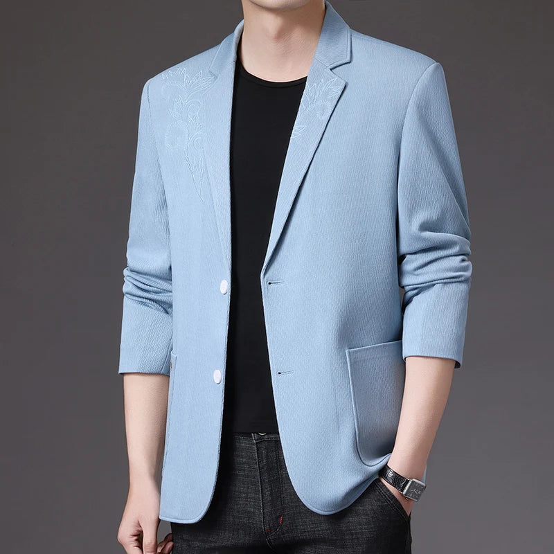 High-end autumn casual suits for men, fashionable, cool and fitted suit jackets for young and middle-aged men in the morning