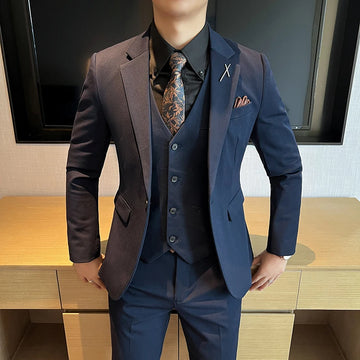 plus  Men's Wedding Groomsmen Suit Vest Trousers Set High Quality Business Three-Piece Outfit for Bridegroom Matching Ensemble