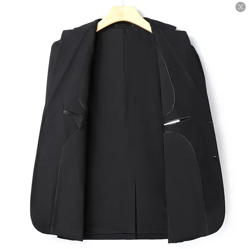 Men's Professional Work Suit High Quality New Style Solid Color Stylish Handsome Jacket And Trousers Set Two Pieces