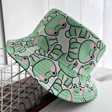 Cartoon Duck Bucket Hat Cool Cute Pattern Fisherman Hats Yellow Duck Printing Panama Cap For Men Women Reversible Outdoor