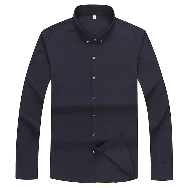 High-quality 2XL-10XL new loose, elastic, fashionable and stylish casual long-sleeved shirt with plus-size men's shirt top