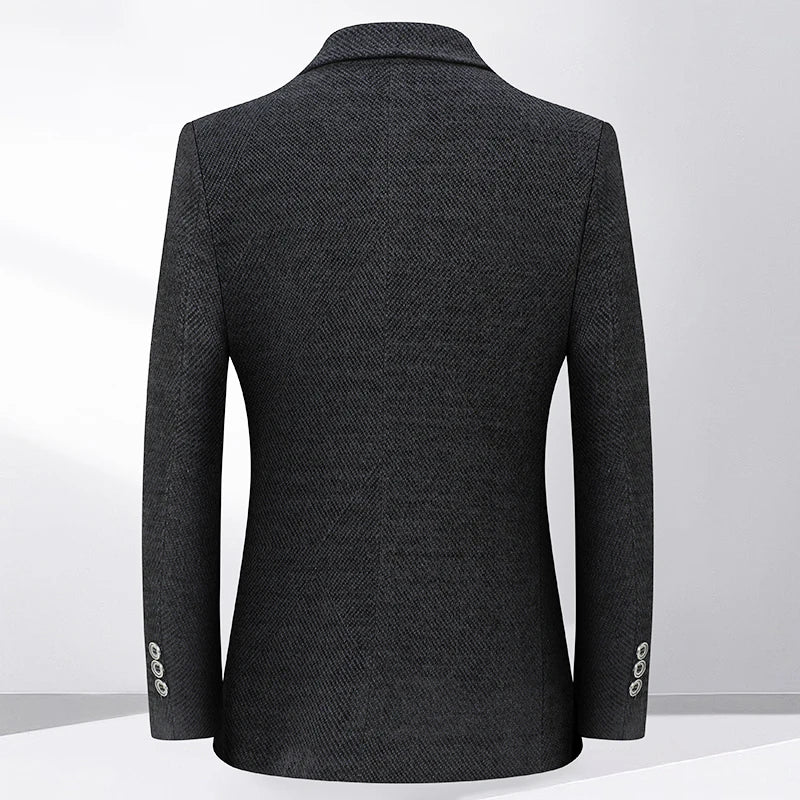 High-quality new fleece casual and fashionable suits for middle-aged and elderly men, single-piece suits with fleece jackets