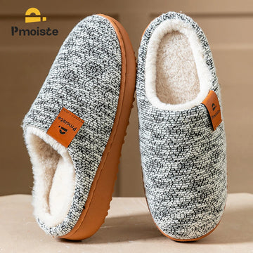Platform Slippers Women TPR Sole Memory Foam Non Slip Warm Wedge Knited Indoor Cozy House Shoes Winter