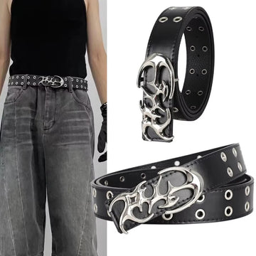 New Fashion Luxury Men's Belt Classic Special Shaped Hollow Buckle Belt Black Casual Designer Women's Belt-Pair with Jeans,Dress