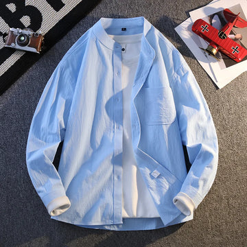 Autumn new style pure cotton trendy, fashionable, cool, casual and business versatile stand-up collar shirt