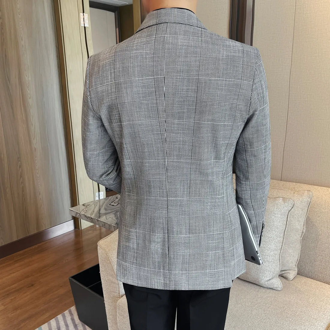 High-quality checkered single-seater men's suit jacket for autumn and winter, new business and casual suit jacket