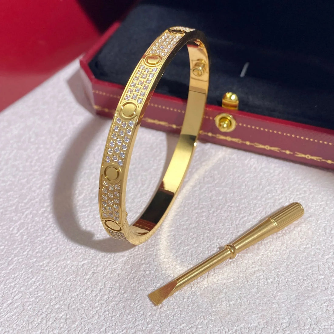 Titanium Steel Bracelet Couple's Bracelet 18K Gold Plated Non-Fading Diamond Embedded Screwdriver Ring Jewelry Accessories