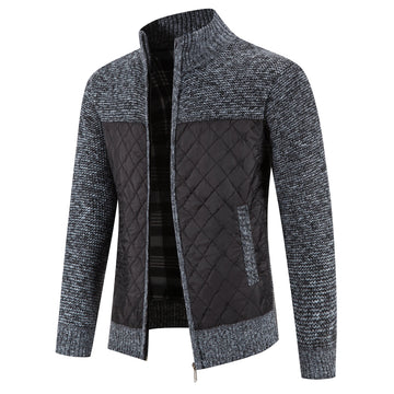 Spring Autumn Mens Casual Jacket Contrast Knitted Zipper Up Jackets Classic Business Male Clothing Knit Outwear