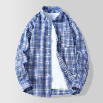 High-quality autumn new men's fashion shirt, stylish and versatile, trendy casual business plaid long-sleeved shirt