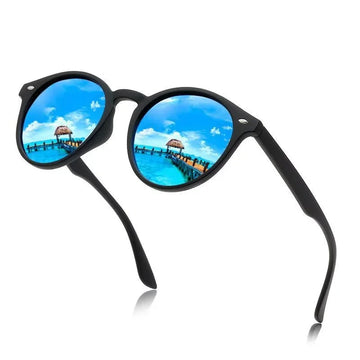 Round Polarized Sunglasses Men Women Classic Vintage Black Driving Sung Glasses Hiking Oval Designer Retro Sunglasses UV400