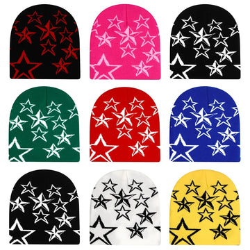 New Fashion Stars Y2K Knitted Hat Unisex Autumn Winter Warm Wool Women Beanies Ear Gorras Hip Hop Skiing Cap Men Cycling Outdoor