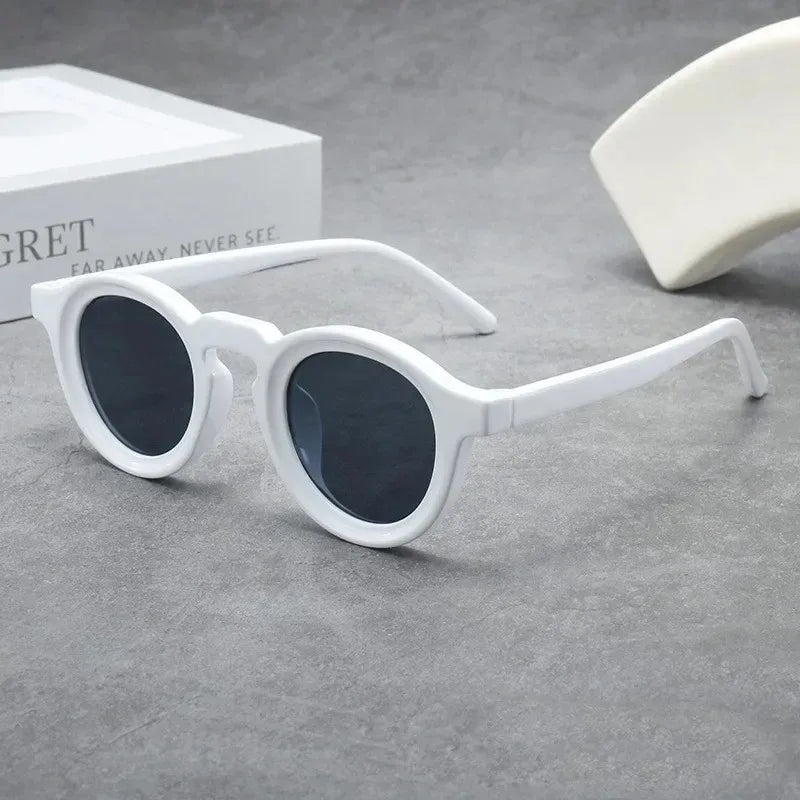 Round Sunglasses Women Men Punk Shades Retro Trending Sun Glasses Clear Lens Frame UV400 Female
