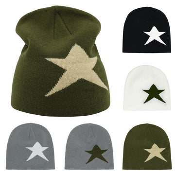 2025 New Star Pattern Warm Beanies for Women Men Winter Autumn Outdoor Skullcap Skiing Hat Y2K Cold Hat Hip Hop Cycling Knit Hat