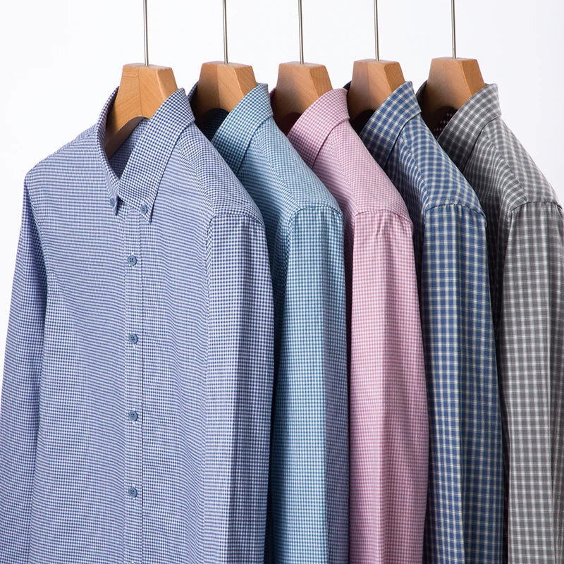 High-quality men's wedding business fashion, stylish, versatile and trendy long-sleeved checked shirt for the autumn of 2025