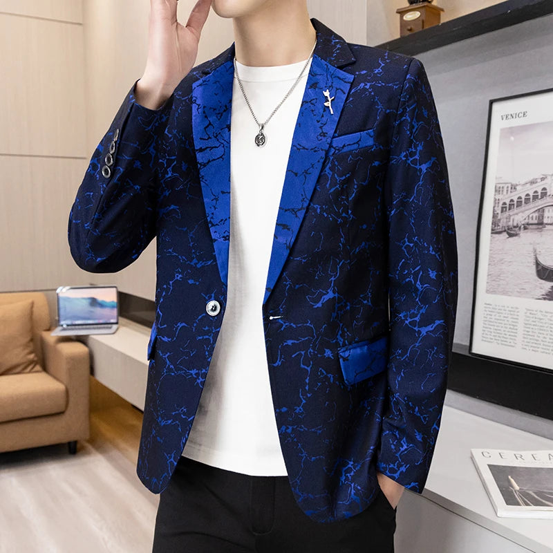 New Picture Spring and Autumn Stylish and casual Korean-style fashionable and trendy figure-hugging jacquard men's mini suit jac