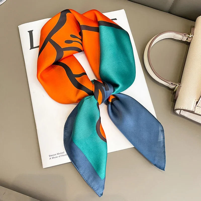 Luxury Silk Square Scarf Women Floral Print Soft Satin Hairband Neckerchief Hijab Female Headband Foulard Bag Ribbons Kerchief