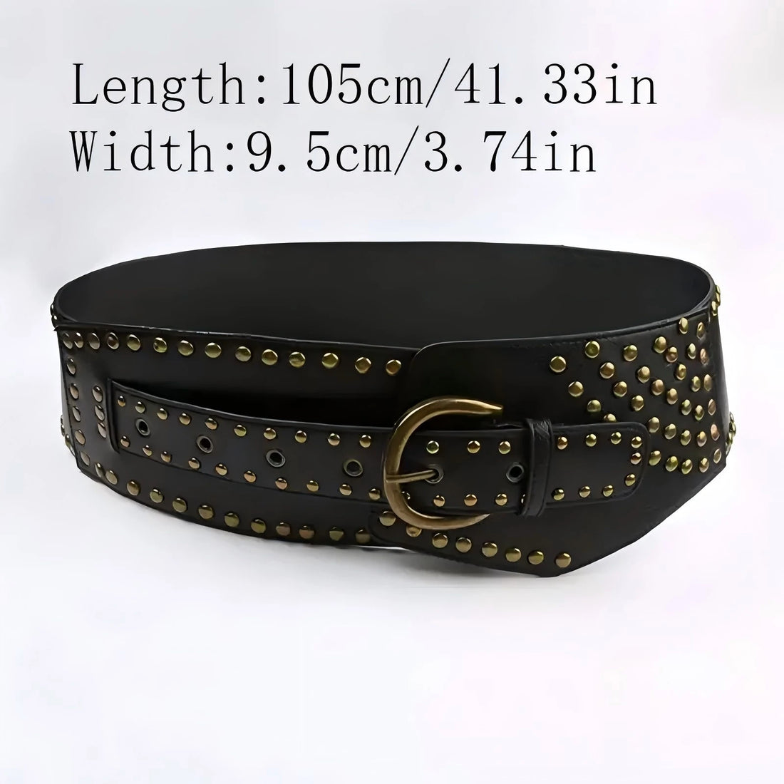 1Pcs Women's Wide Waist Waistband Fashion PU Leather Belt with Studs & Buckle - Perfect for Casual Wear Weddings Parties & More