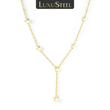 LUXUSTEEL Stainless Steel Star Necklace Women Girl Accessories Gold Color Tassel Jewelry Trendy Style Chains Necklaces