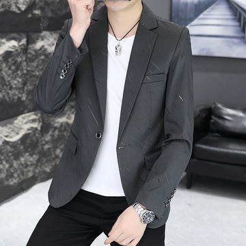 High-quality spring and autumn meteor shower embossed, slimming, fashionable, cool and versatile men's small suits