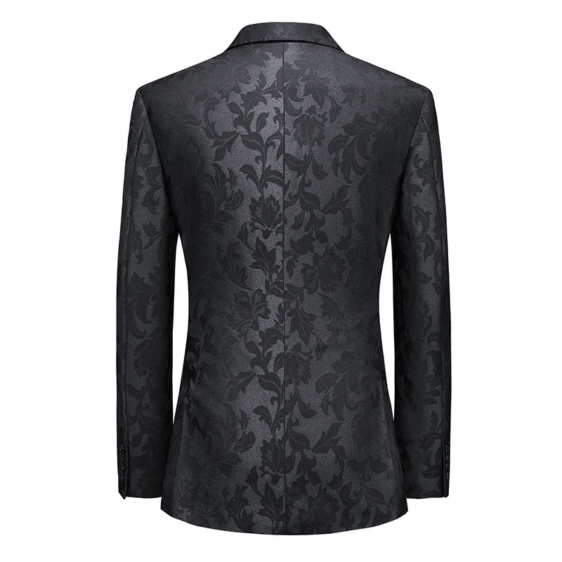 High Quality Men's S-5XL Fashion Handsome Business Spring Jacquard Casual Suit Single West Coat