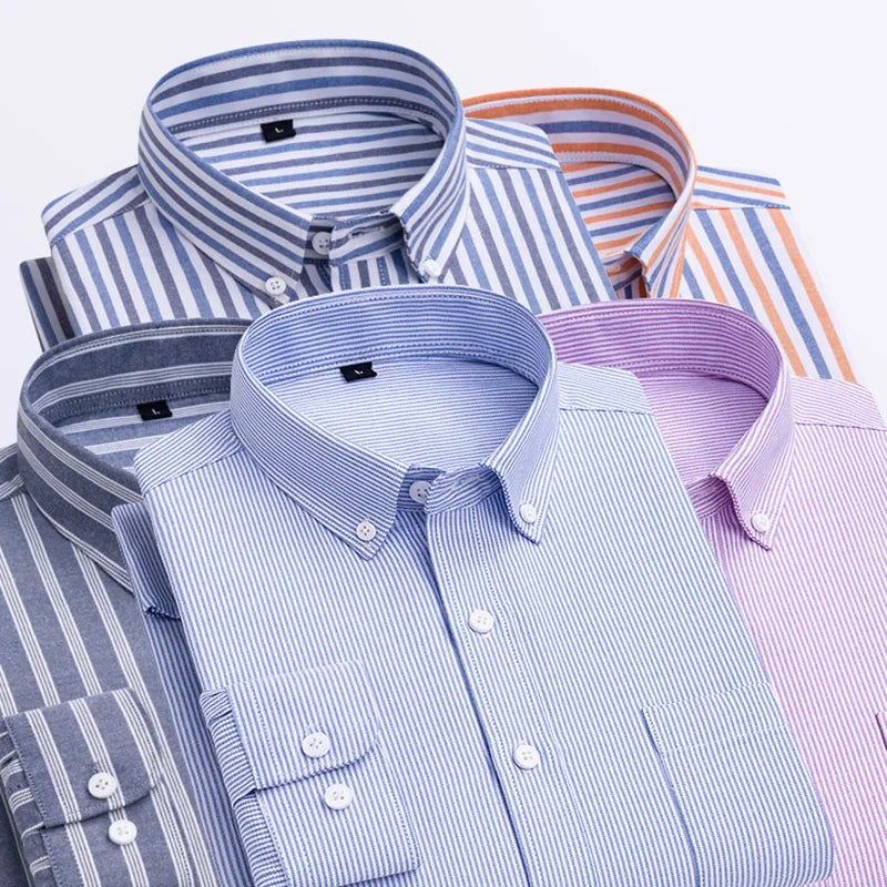 Autumn striped high-quality men's fashionable, cool, versatile and trendy long-sleeved shirt for casual banquets and business