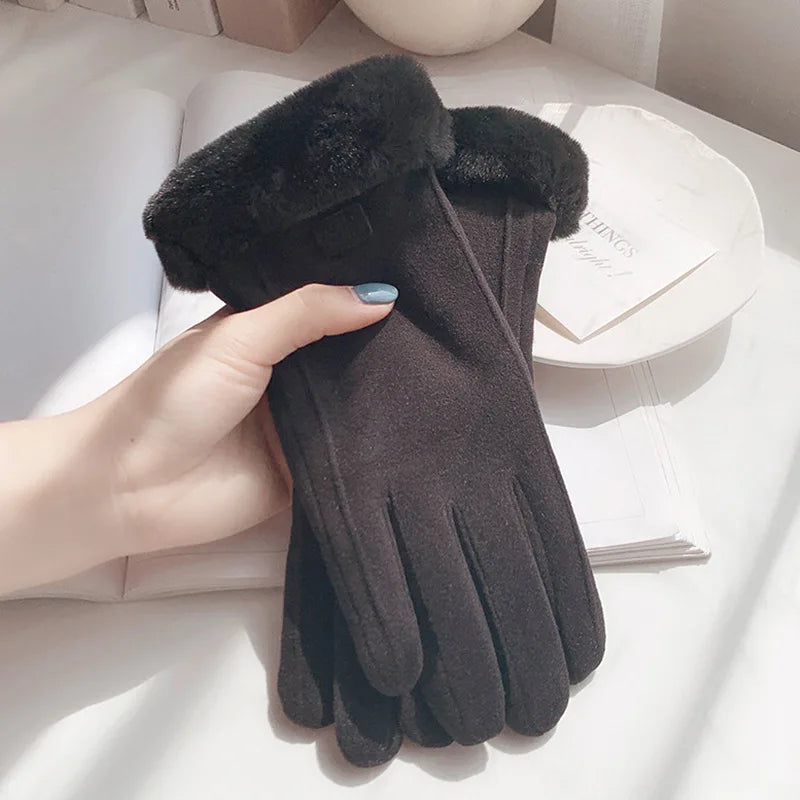 1 pair of comfortable multi-color tactile gloves - winter cold-proof, plush winter gloves, outdoor casual gloves