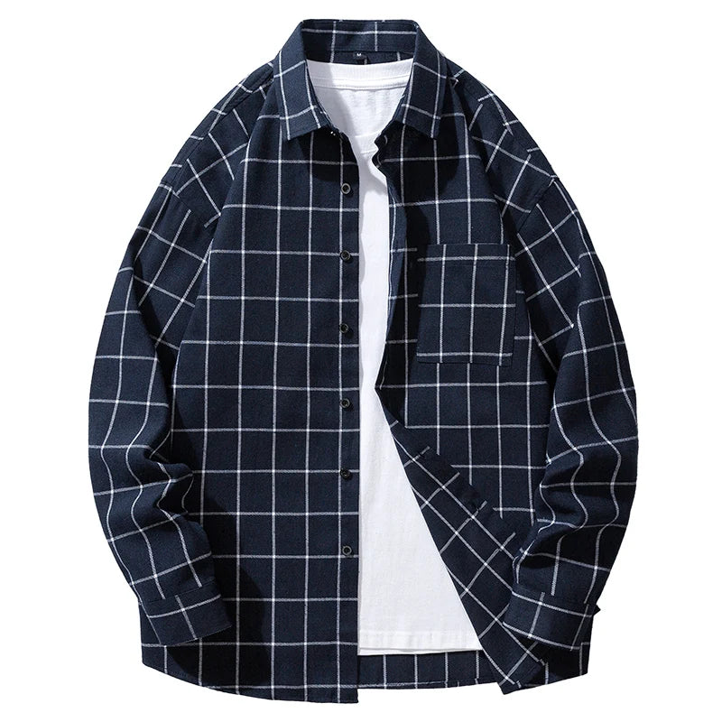 High-quality men's autumn new checked shirt, trendy, fashionable and cool, long-sleeved shirt for banquets and shopping