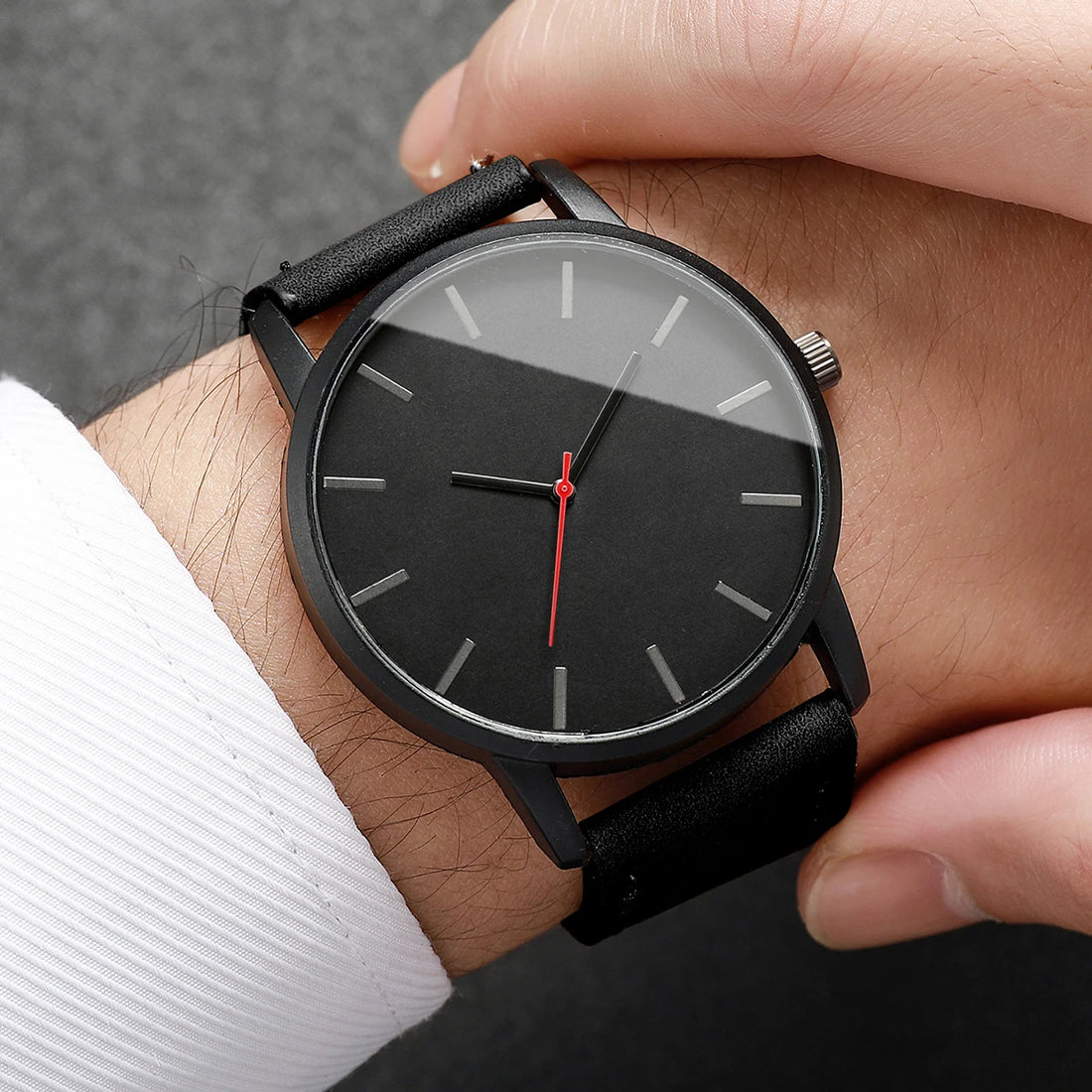 2PCS/Set Men Business Watches Fashion Ultra-thin Dial Leather Band Quartz Watch Simple Clock for Men Reloj Hombre（Without Box）