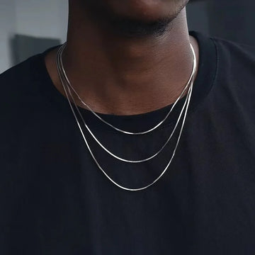1.2mm Square Snake Chain Men Necklace Silver Color Stainless Steel Clavicle Chain Necklace For Women Hip Hop Jewelry Accessories