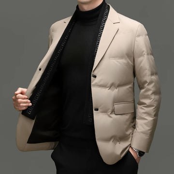 High-quality new 90% white duck down, fashionable men's suit, detachable scarf, suit and down jacket, business and casual