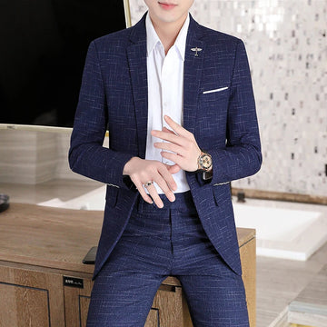 Fashion new (suit + trousers) boutique business British dress casual party slim trend handsome two-piece suit