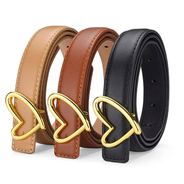 1pcs Women's Belt Fashionable Heart-Shaped Buckle Belt High-End Pu Leather Thin Belt Casual Versatile Trend Jeans Ladies Belt