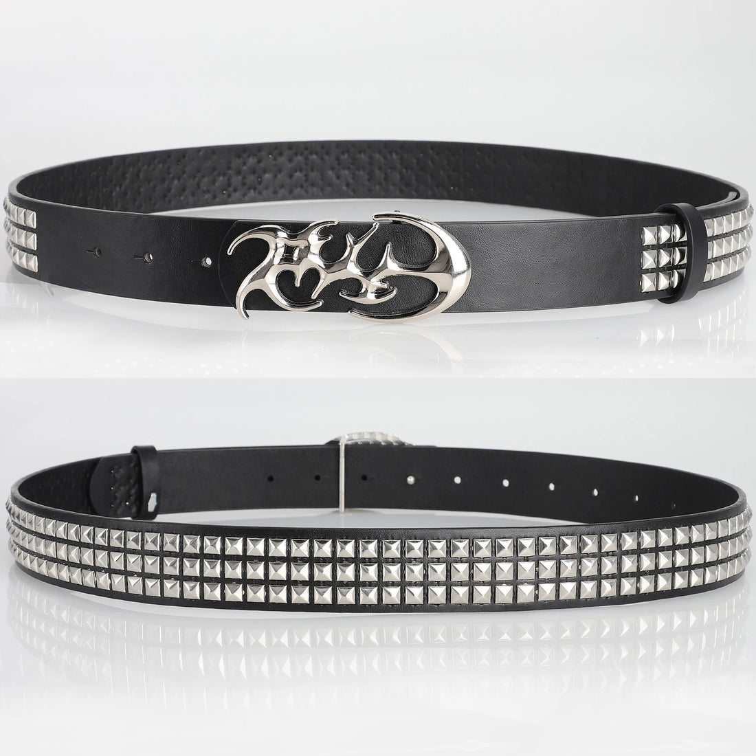 New Stylish Hollow Irregular Buckle Belts - Trendy Rivet Accessory For Gift Giving or Personal Style-Metal Pyramid For Women Men