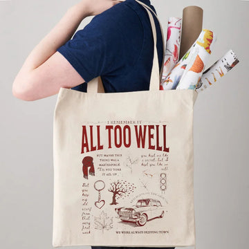 Taylor All Too Well Canvas Tote Bag Causal Shopping Hangbag Gift for Fans Music-lover Gift Large Capacity Canvas Bag Music Merch