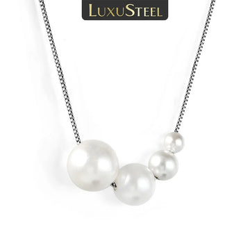 LUXUSTEEL New Fashionable Popular Classic Romantic Sweet With 4 White Imitation Pearl Stainless Steel No fading Jewelry In Size
