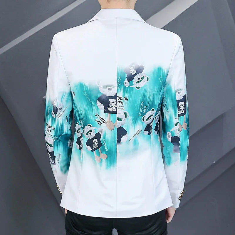 Men's Slim Fit Printed Suit Jacket Business Casual Blazer Ropa De Hombre M-3XL Fashion Costume 2024 New