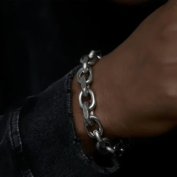 Simple Silver Color Stainless Steel Raw Cuban Chain Bracelet For Men Hip Hop Punk Street Jewelry Women's Gift Accessories