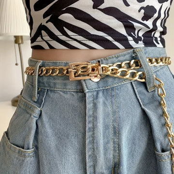 Women's Belt Fashion Metal Waist Chain Street Hip Hop Punk Denim Men's Belt