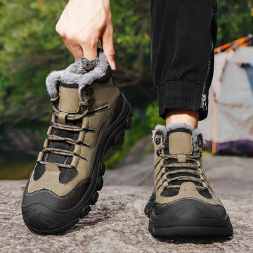 Men's Fashion Walking Boots High Top Men Sneakers Winter Plush Snow Boots Men's Outdoor Casual Shoes Classic Motorcycle Boots