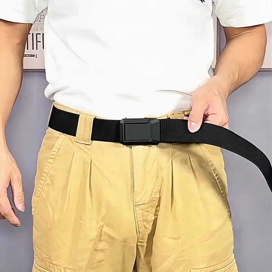 1pc Men's Belt Outdoor Sports Tactical Belt Comfortable Woven Elastic Belt Metal Press Buckle Casual Trendy Neutral Belt MenBelt