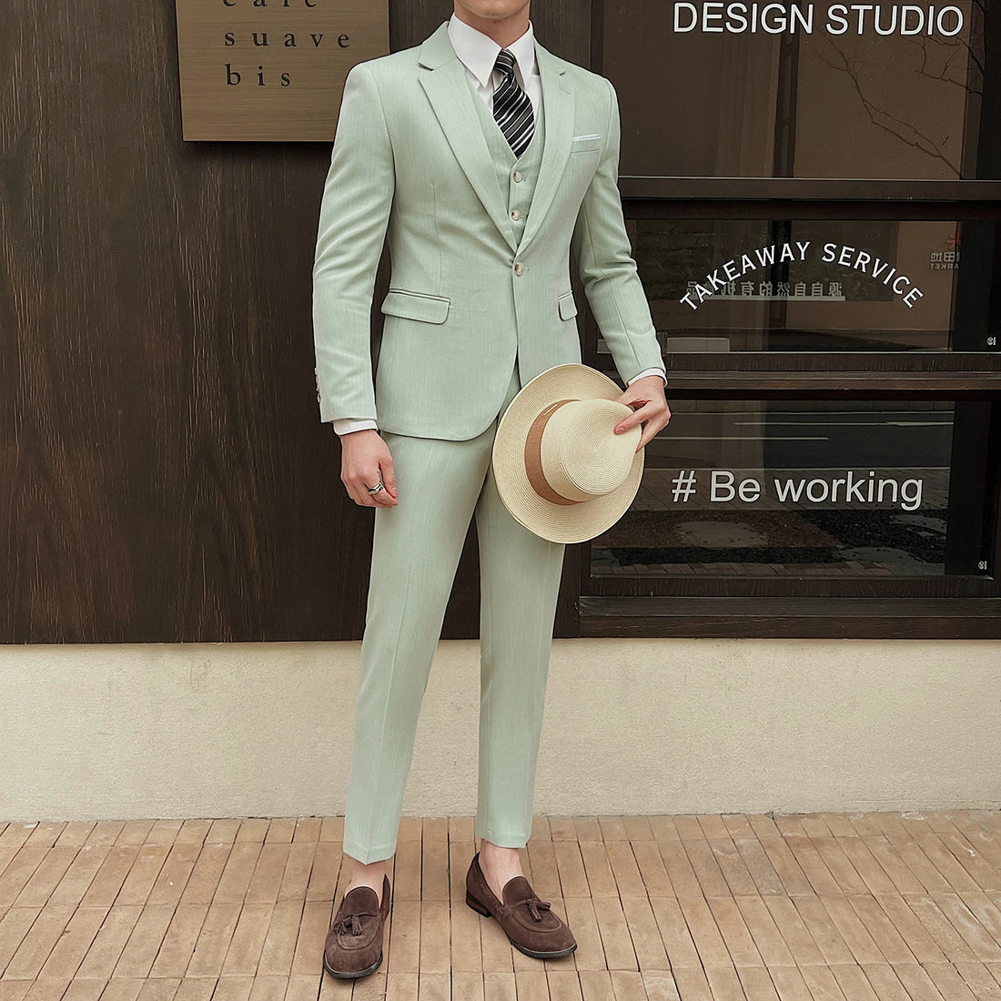 High-quality, fashionable and stylish casual suit set in three colors, a versatile men's professional suit set for spring and su