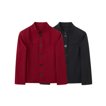 Korean-style high-end stand-up collar short shoulder blazer, simple and stylish, slim-fit small suit for men and women